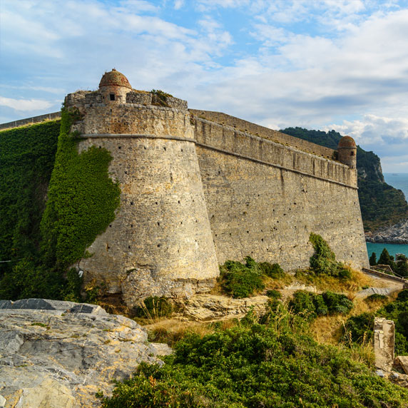 View of Castello Doria over the sea of Porto Venere