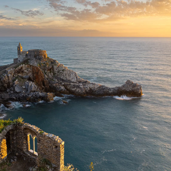 Golden sunset at the Church of San Pietro