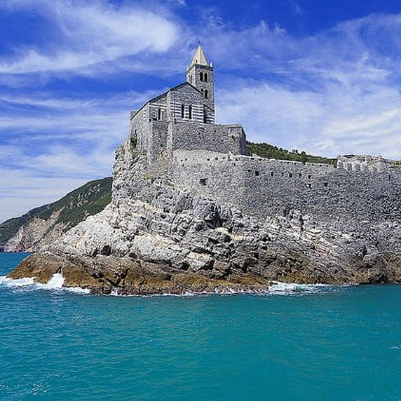 Church of San Pietro on the rocky promontory