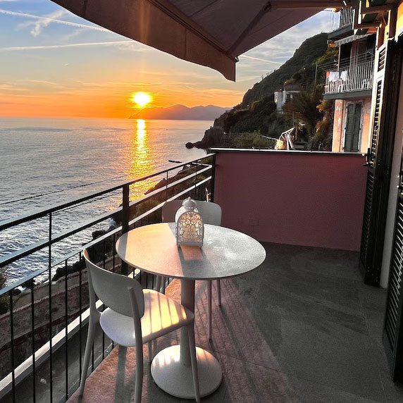 Romantic sunset on the coast of Sestri Levante