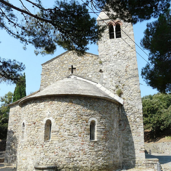 Church of San Nicolò dell'Isola atop the promontory